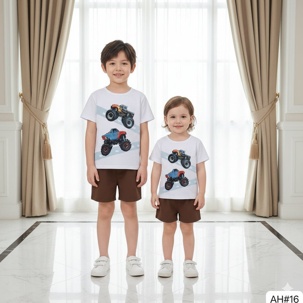 BROWN TRUCK OFF ROAD KIDS SHORT SET