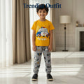 YELLOW POLICE CAR PRINTED KIDS WEAR