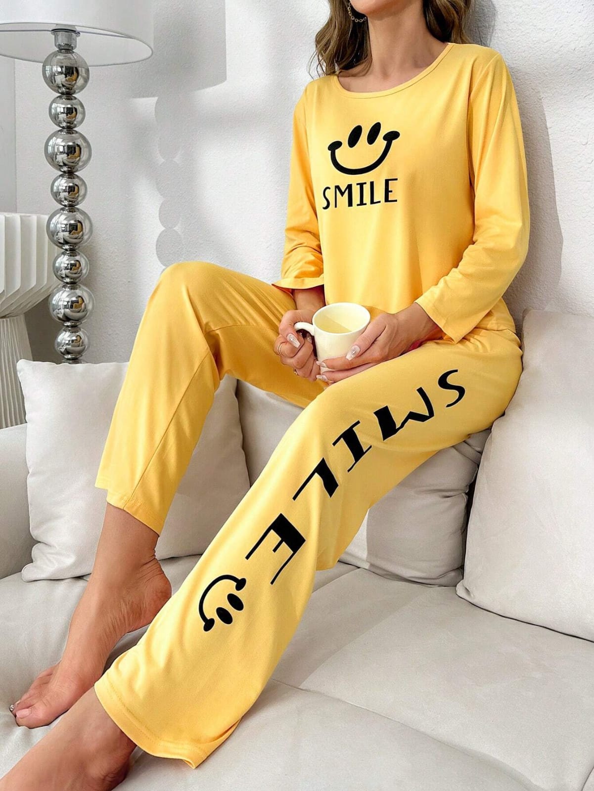 NEW YELLOW SMILE  PRINTED PJ SETS