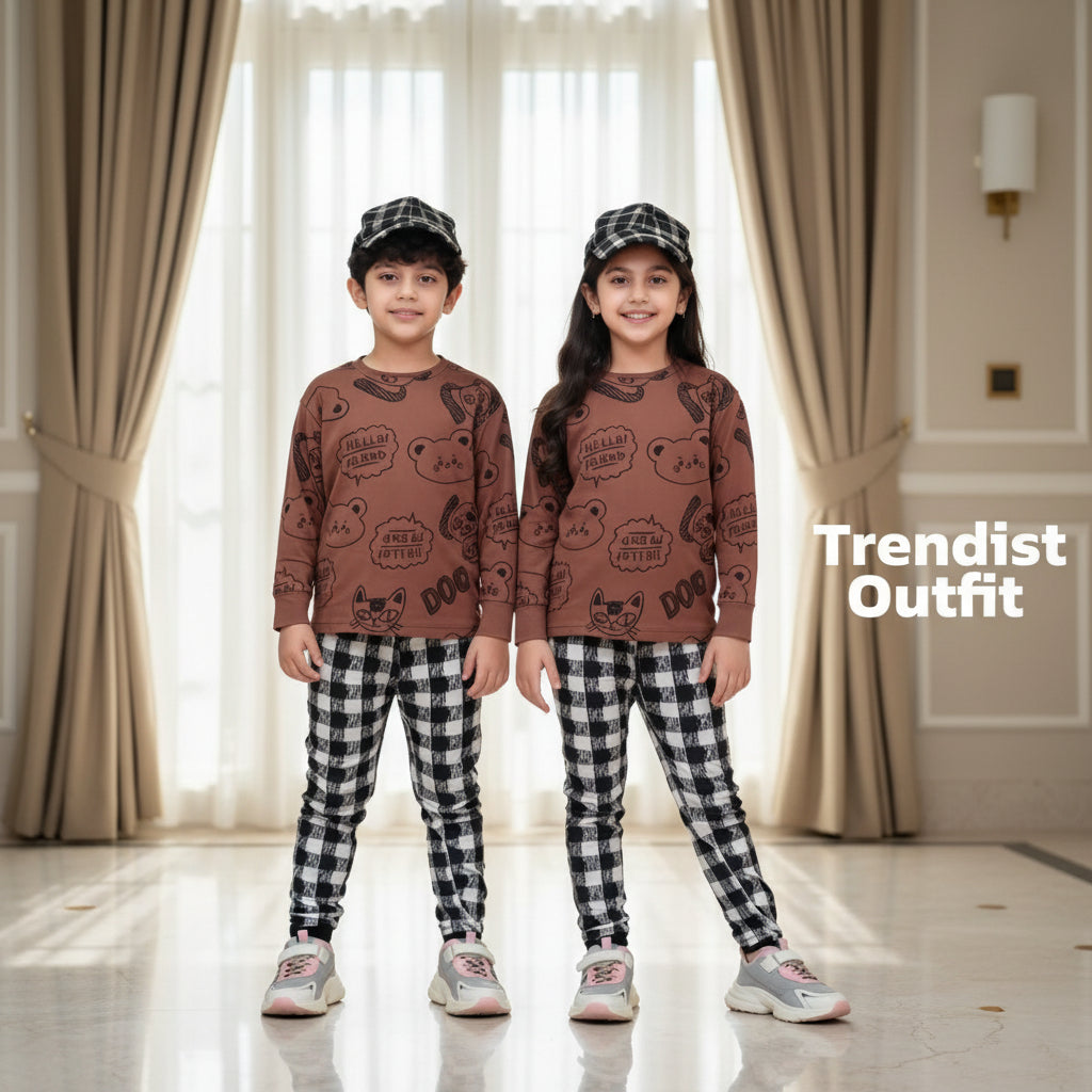 Hello Friends Printed Kids PJ Sets