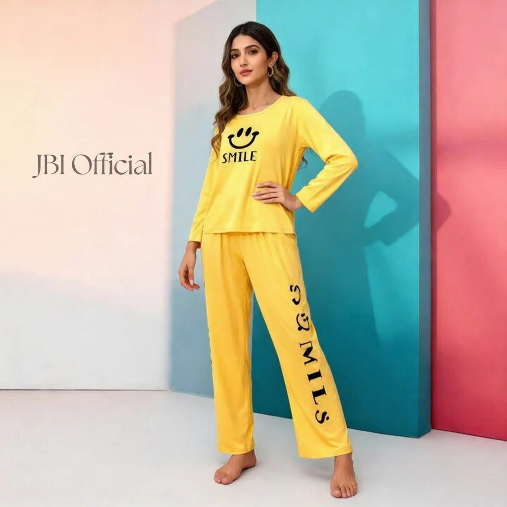 NEW YELLOW SMILE  PRINTED PJ SETS