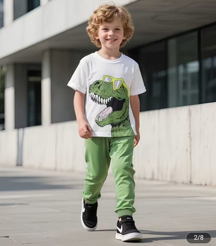 Green Boys Casual Dino Style Suit