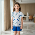 Blue & White Feather Kids Short