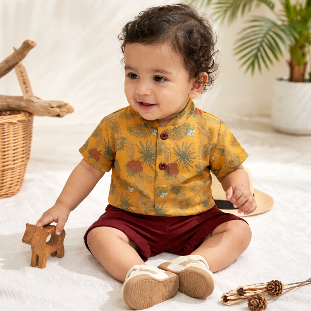 Stylish Kids Boys Co-Ord Set – Printed Shirt with Shorts (Summer Collection)
