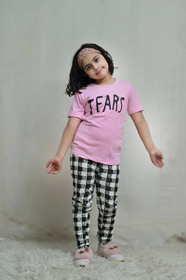 Pink Tears Printed PJ Kids Wears