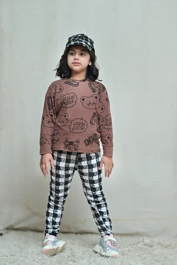 Hello Friends Printed Kids PJ Sets