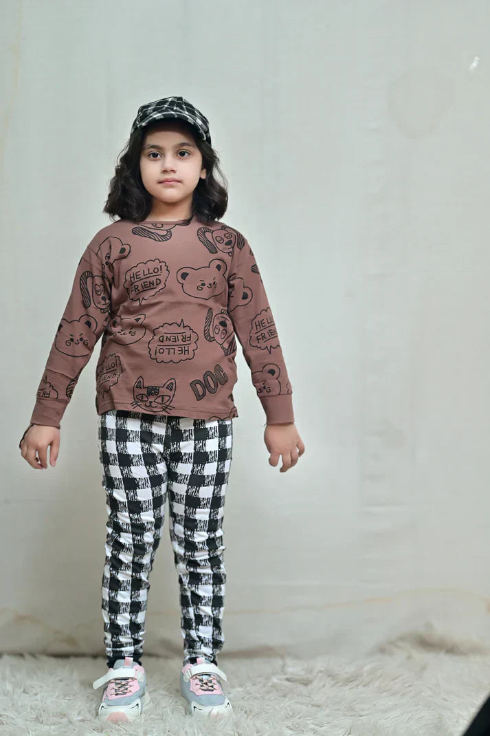 Hello Friends Printed Kids PJ Sets