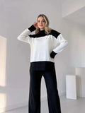 Drop Shoulder Panel Fleece Top With Fleece Trouser 2Pcs