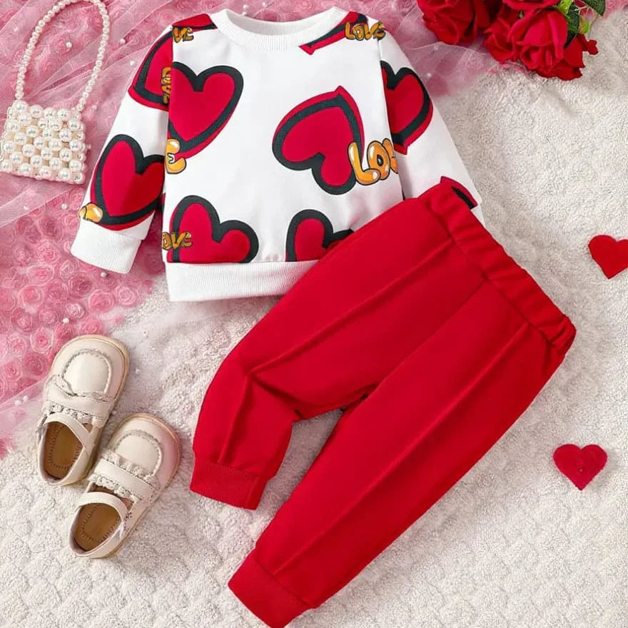 UNIQUE RED LOVE HEART WINTER TRACKSUIT