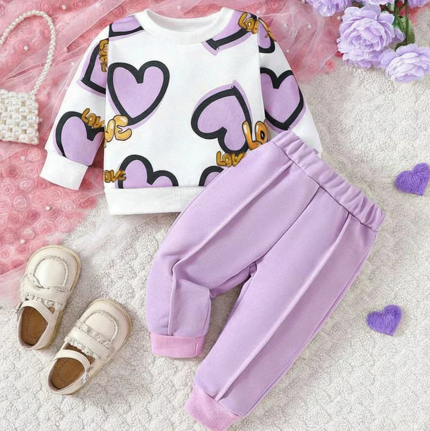 UNIQUE PURPAL LOVE HEART WINTER TRACKSUIT