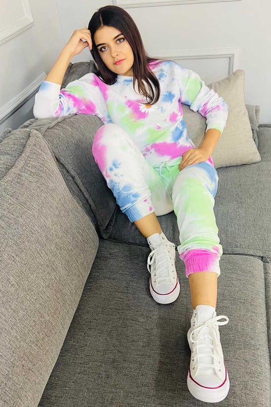 TIE & DYE TRACKSUIT SWEATSHIRT & TOUSER FOR WINTER