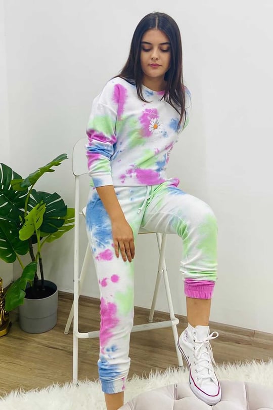 TIE & DYE TRACKSUIT SWEATSHIRT & TOUSER FOR WINTER