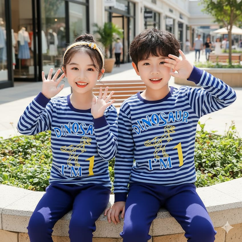I AM 1 BLUE PRINTED KIDS WEAR