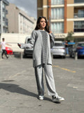 Premium Grey Geometric Tracksuit – Women