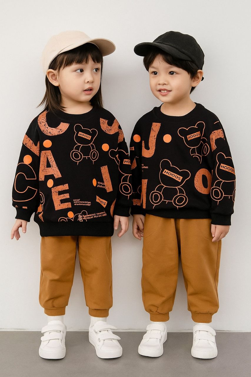 ALPHABET PRINTED KIDS WINTER TRACKSUIT