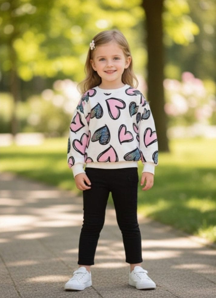 COLOURFULL HEARTS PRINTED WINTER TRACKSUIT