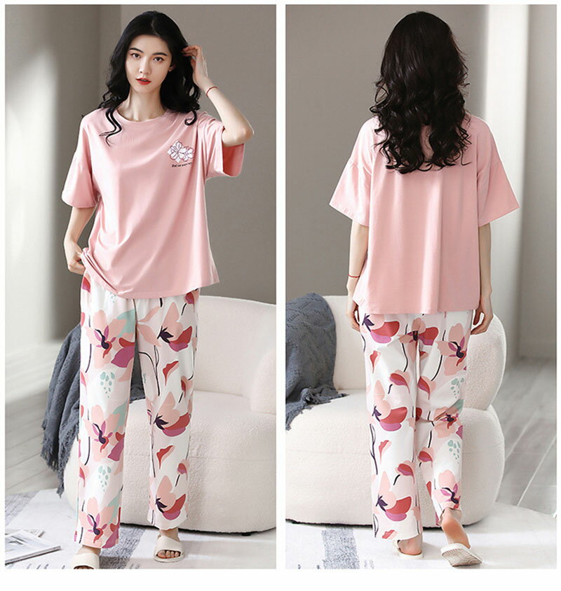 BABY PINK FLOWERS PRINTED PAJAMA SETS