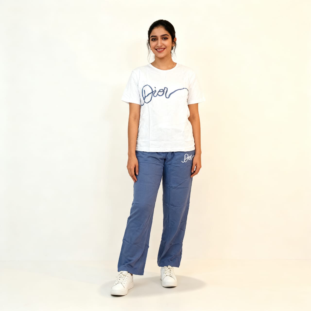 WHITE TOP WITH BLUE TROUSER PAJAMA SETS