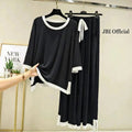 White Round Neck Black Longwear PJ Set Artical #1003