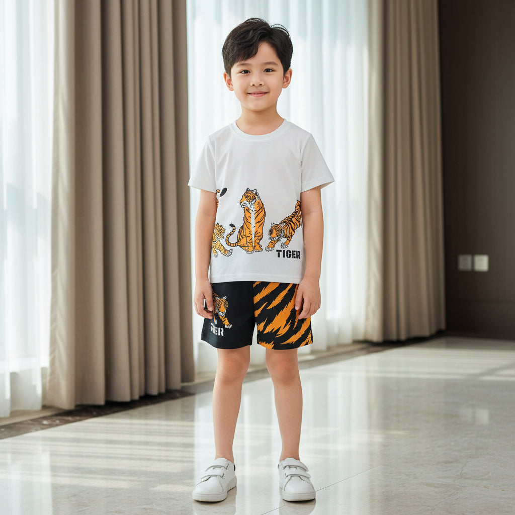 White Tiger Kids Short Sleeveless