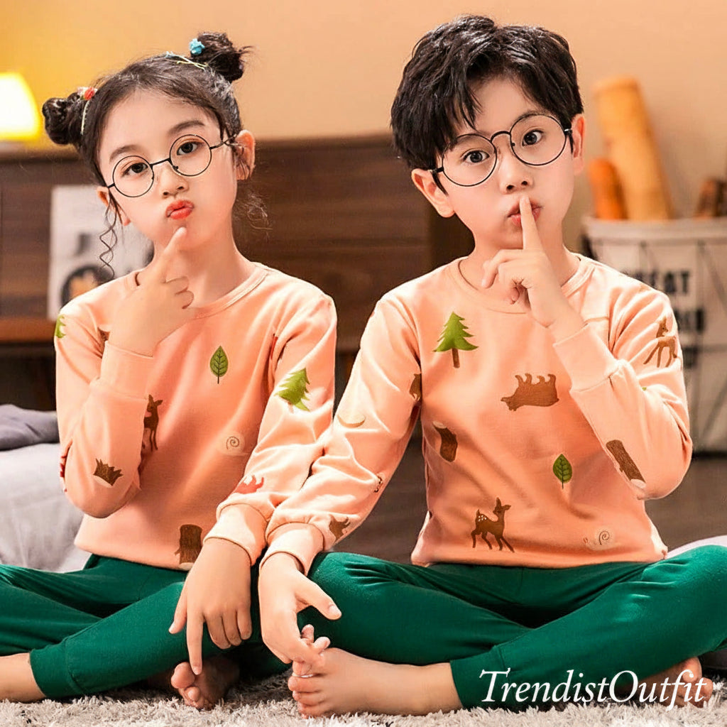 OLD MONEY PEACH PRINTED KIDS WEAR