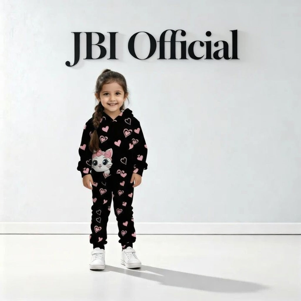BLACK : KITTY STYLE WINTER HOODED TRACKSUIT