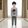 GRAY % DARK BLACK CAP PRINTED KIDS WEAR