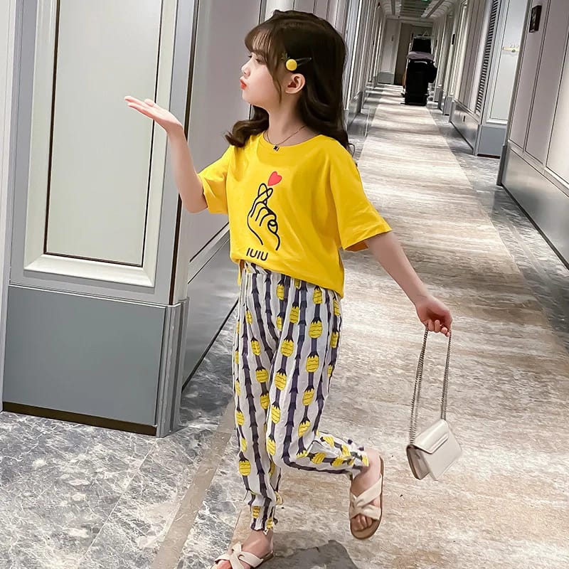 Yellow Heart Printed Kids PJ Wears