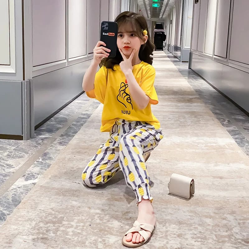 Yellow Heart Printed Kids PJ Wears