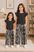 Black Rib Bow Kids Pajama set