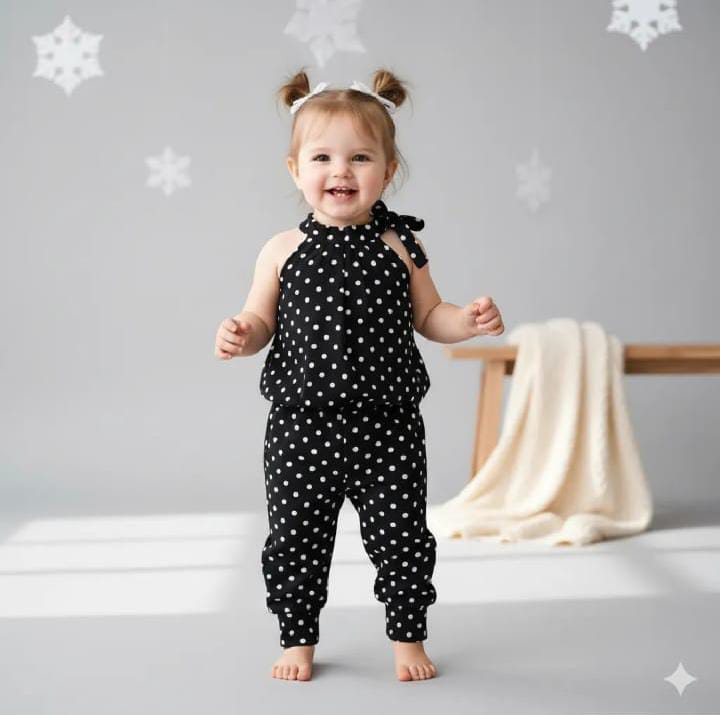 Black Polka Dot Kids Sleeveless