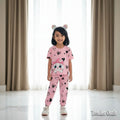 Pink Kitty with black hearts  Printed Kids Wear