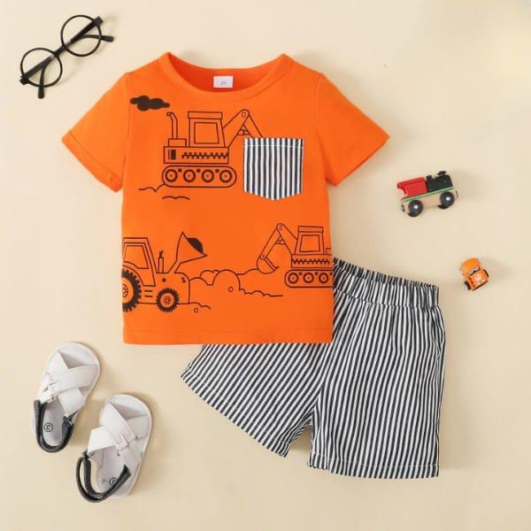 Orange Black & White Pocket Kids Short
