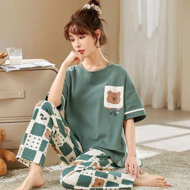 GREEN POKET & CHEACK PAJAMA PRINTED PJ SETS