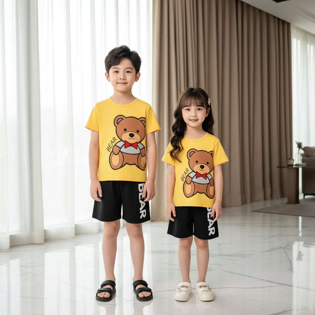 Yellow & Brown Bear Kids Short