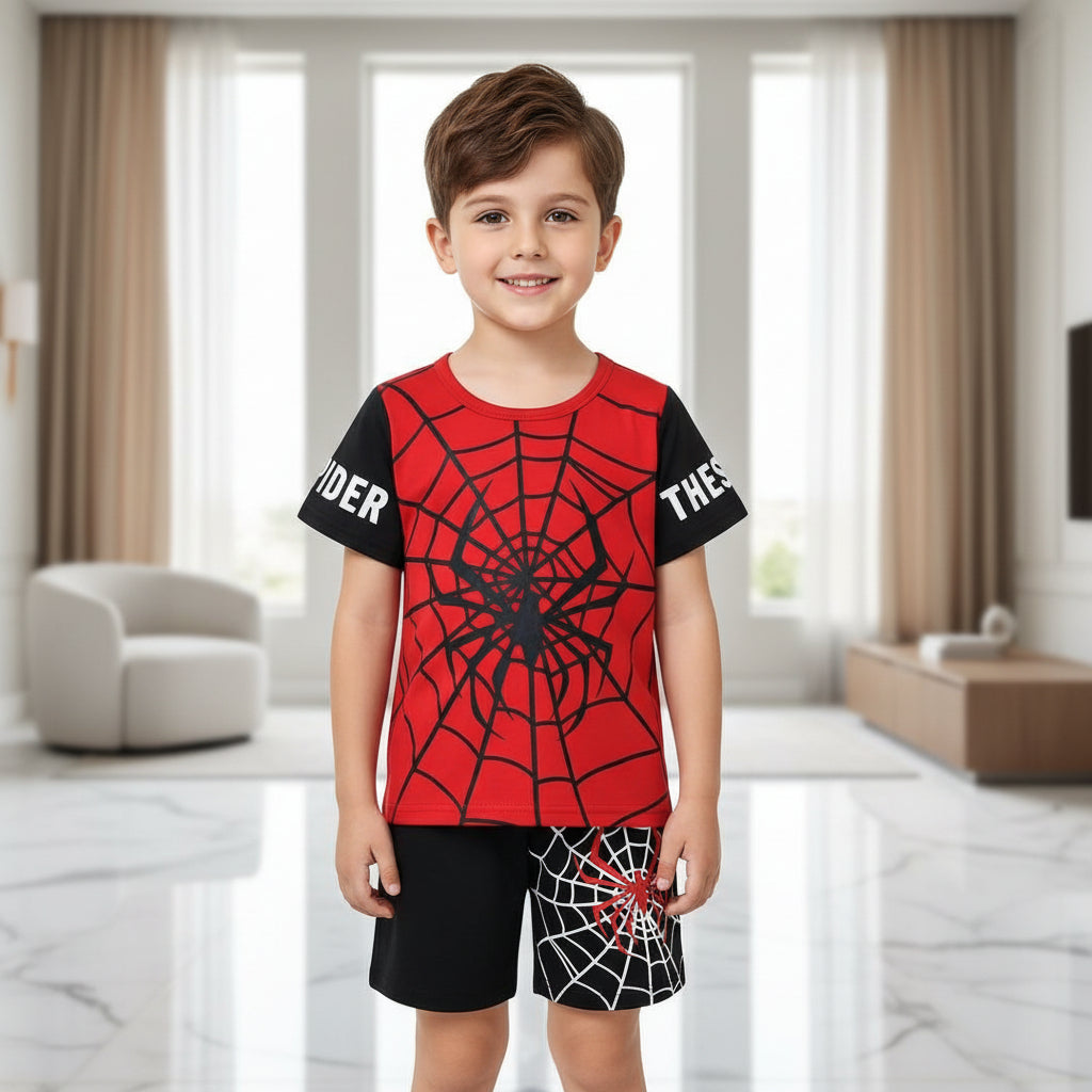 Red Spiderman Kids Short