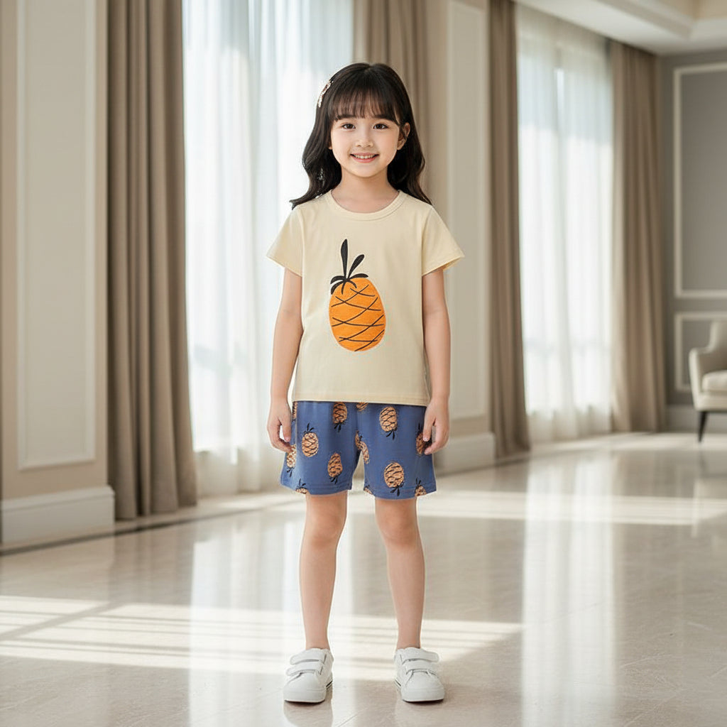 PEACH Pineapple T-SHIRT SHORTS SET